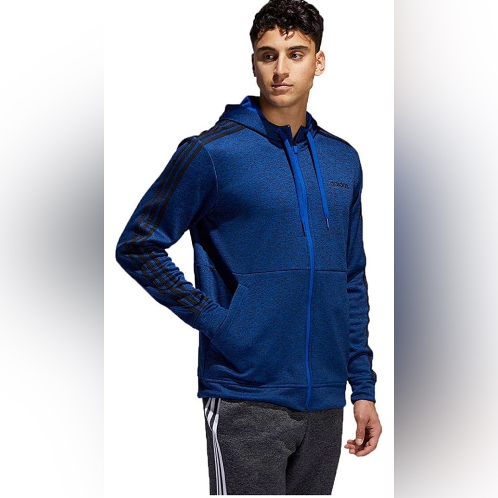 adidas Men’s Tech Full Zip Fleece Hoodie Track Jacket (Royal Blue/Black)